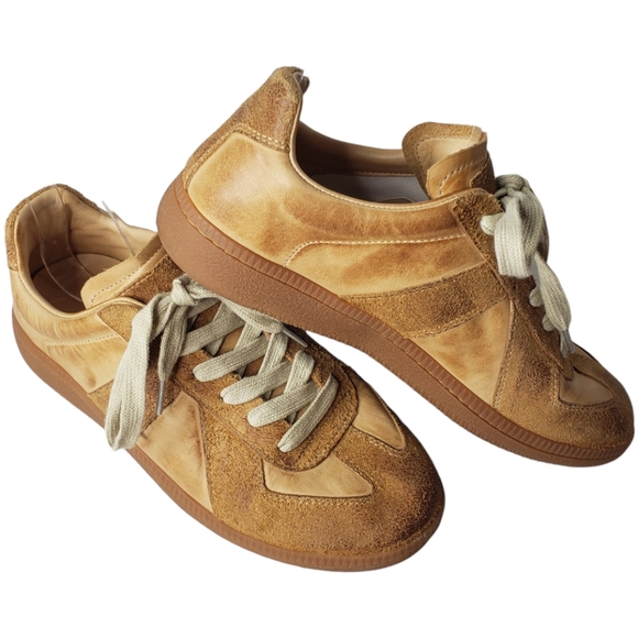 Handmade Leather Burnished Unisex Leather Walking Athleisure Casual Sneaker - Picture 4 of 12